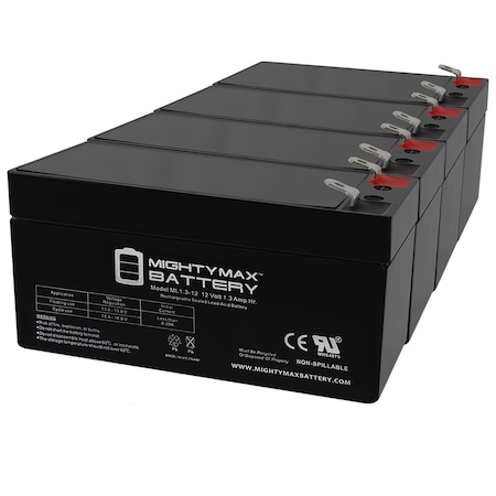 12V 1.3Ah Replacement Battery for IBT Technologies BT1.3-12 - 4PK -  MIGHTY MAX BATTERY, MAX3961180